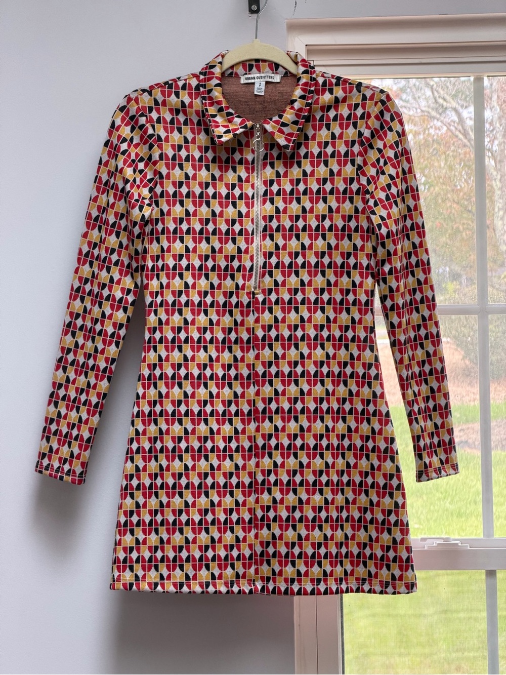 Urban Outfitters Red Multi Geometric Zip-Front Dress SP